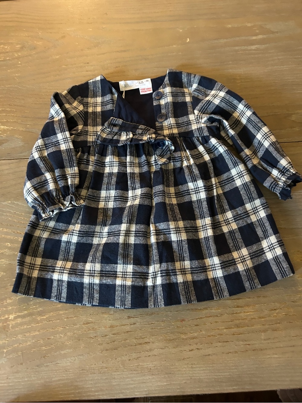 Zara Navy and Cream Plaid Baby Dress